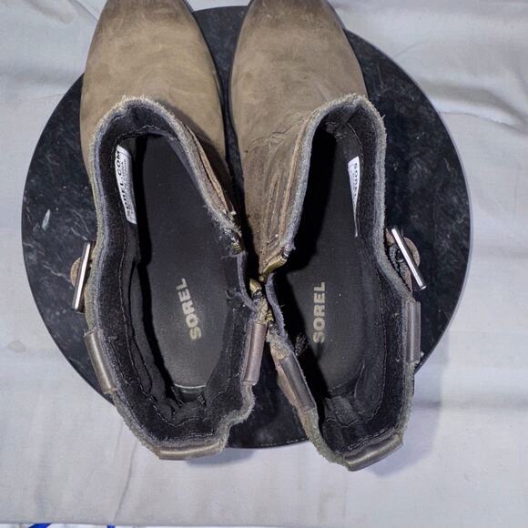 Sorel Lolla Green Leather Ankle Boot Zip-UP/Buckles Women’s Size 8.5 US - Picture 6 of 8